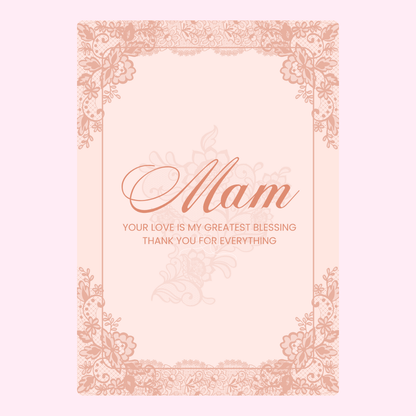 Mother's Day card with Mam & floral design