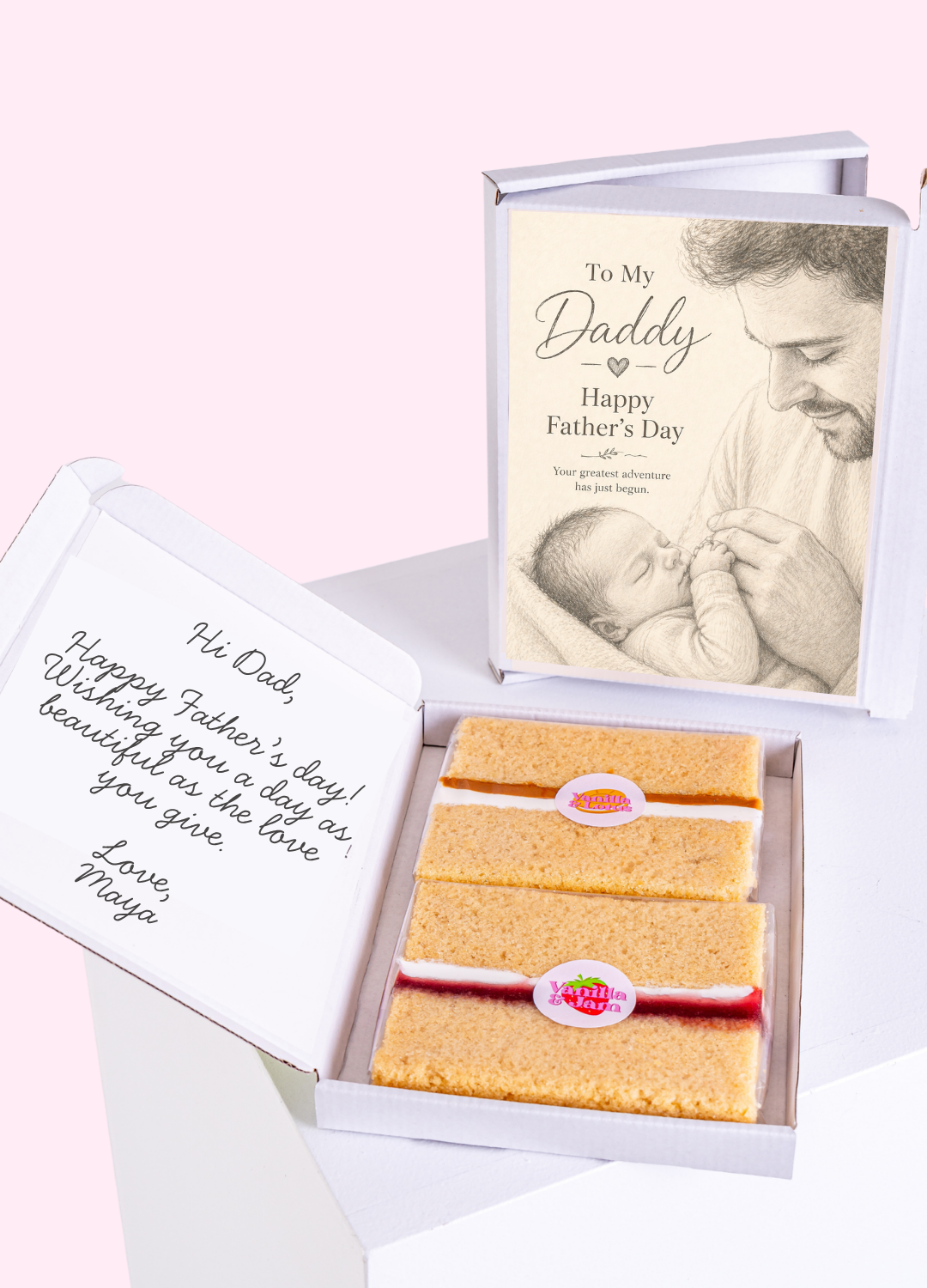 Sweet Newborn Adventure 1st Father's Day Cake Card | MailBakes