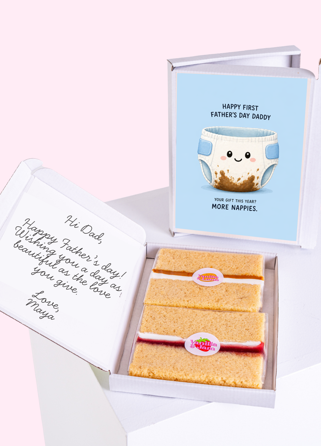 Funny Nappy Surprise 1st Father's Day Cake Card | MailBakes