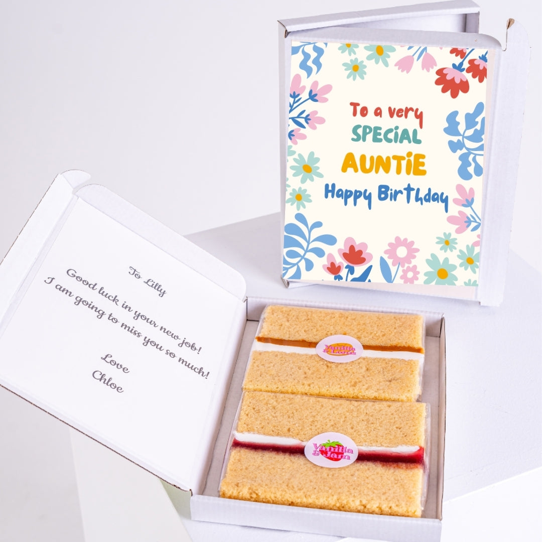 Colourful floral design design with slices of cake – MailBakes
