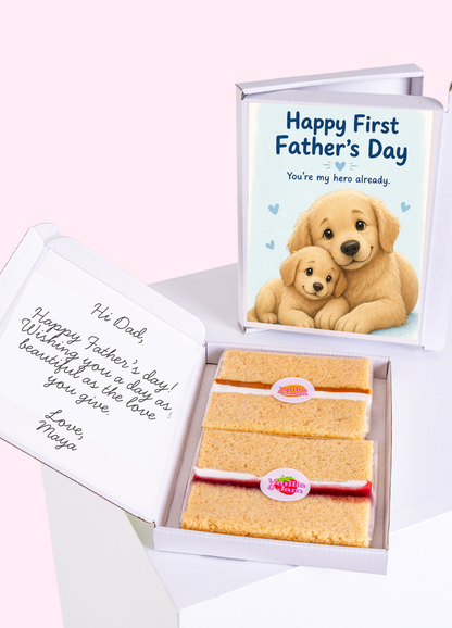 Sweet Golden Puppy 1st Father's Day Cake Card | MailBakes