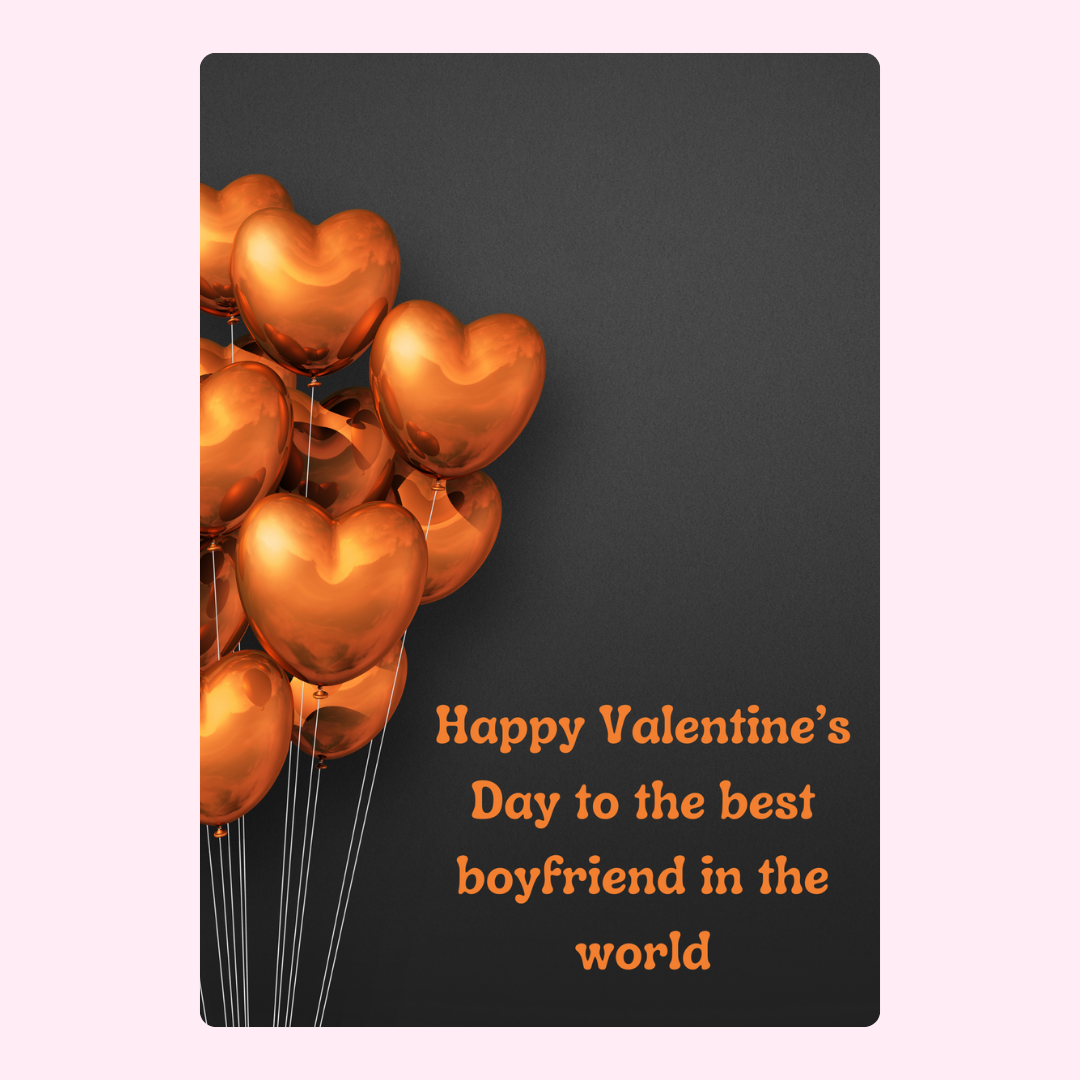 Valentine's Day card with heart balloons for boyfriend