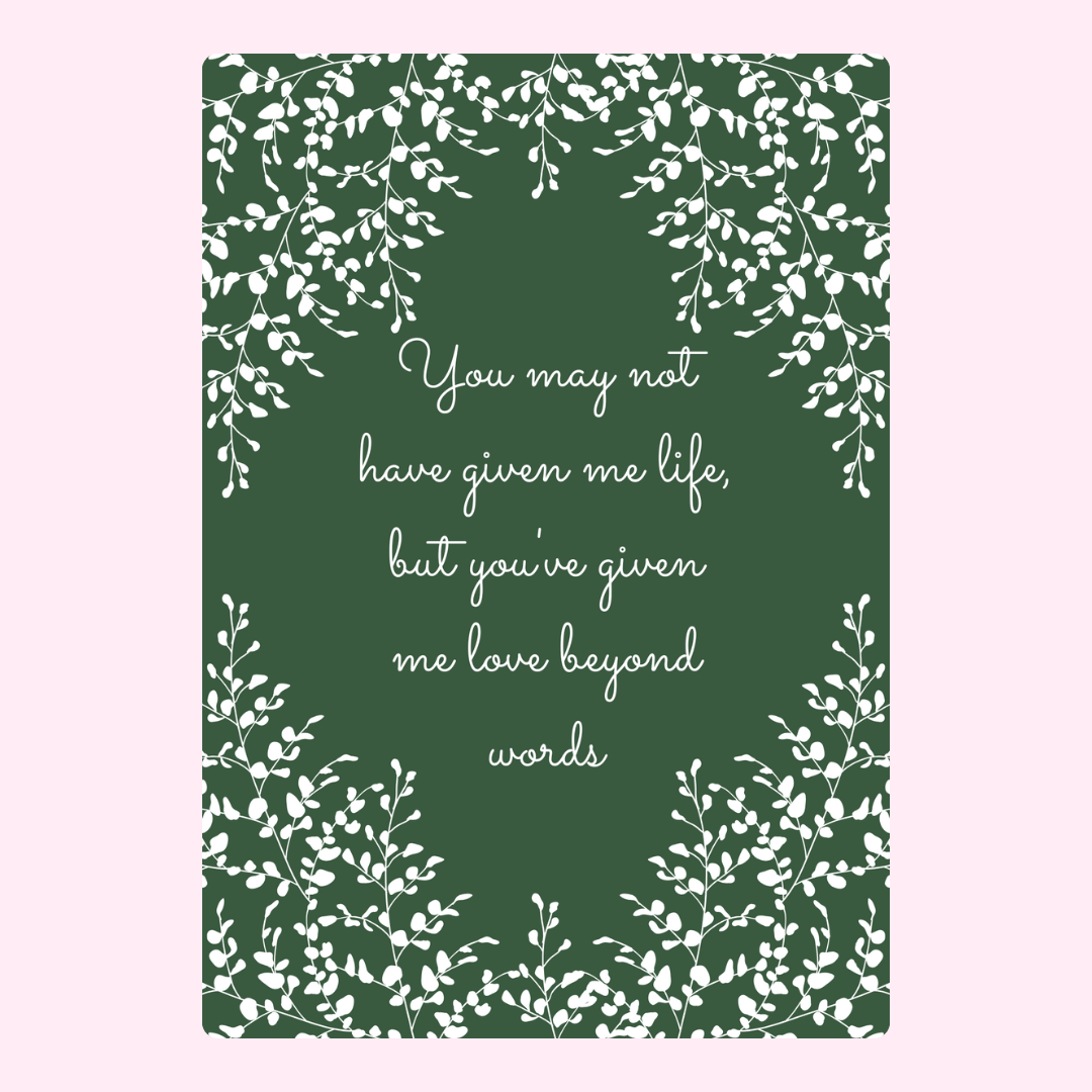 Green card with quote about love