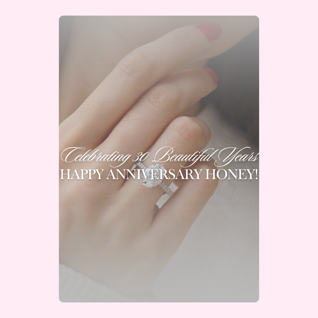 Anniversary ring on hand, celebrating 30 years