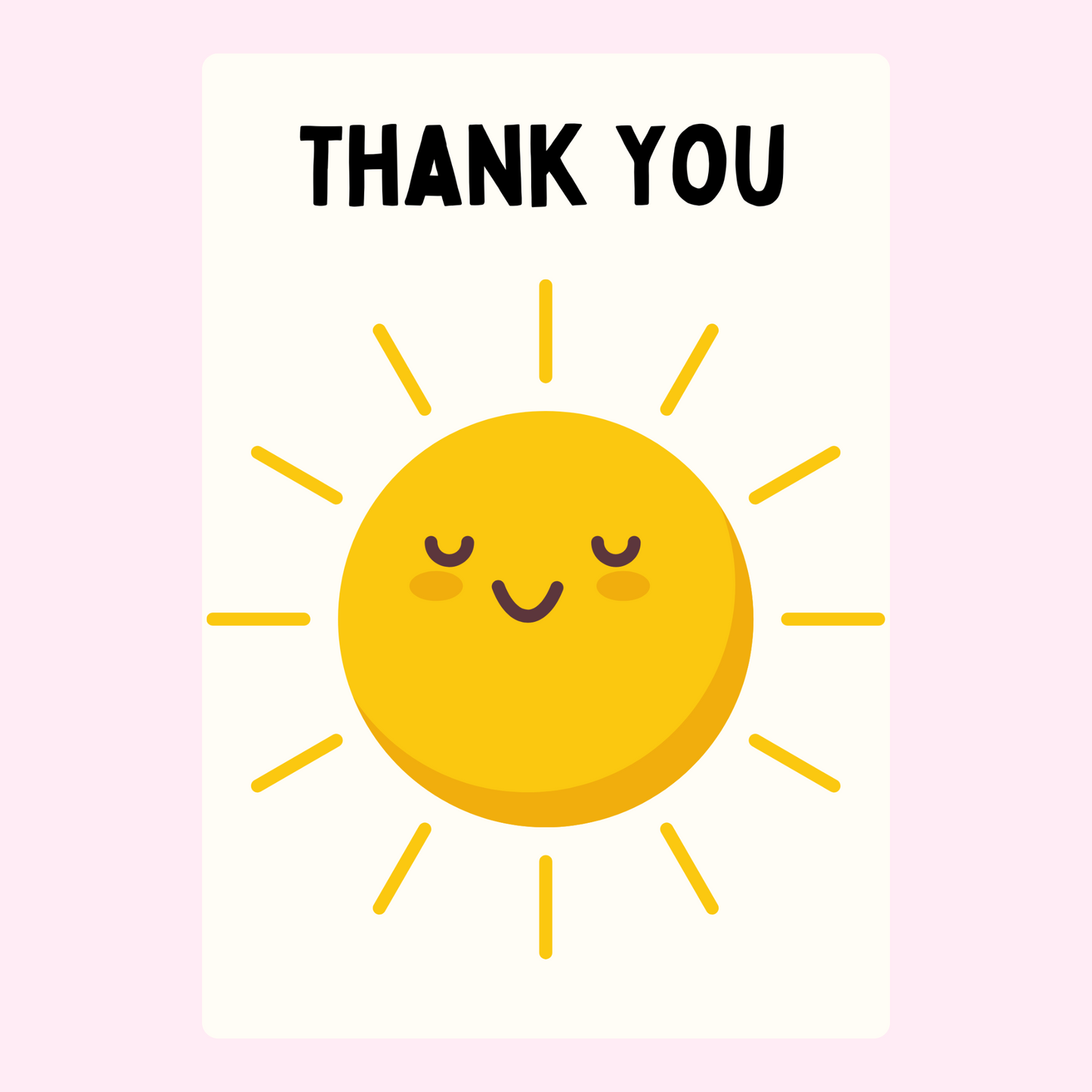 Thank you card with smiling sun
