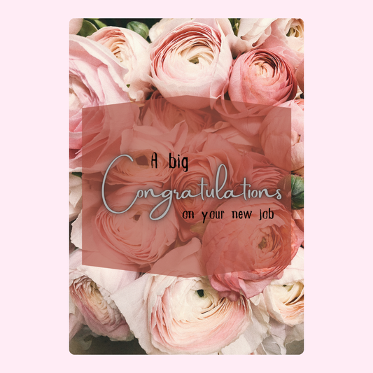 Congratulations card with pink flowers