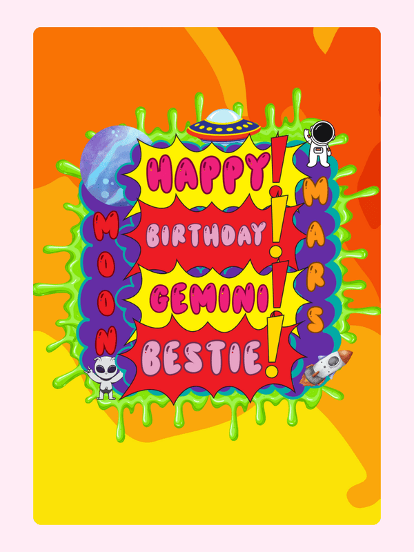 Happy Birthday Gemini Bestie Card