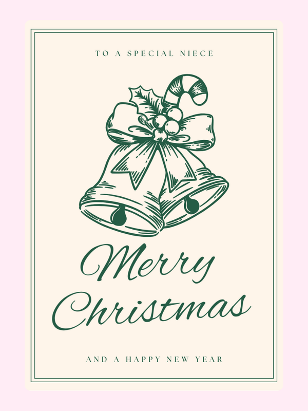 Special Niece Christmas Bells Cake Card
