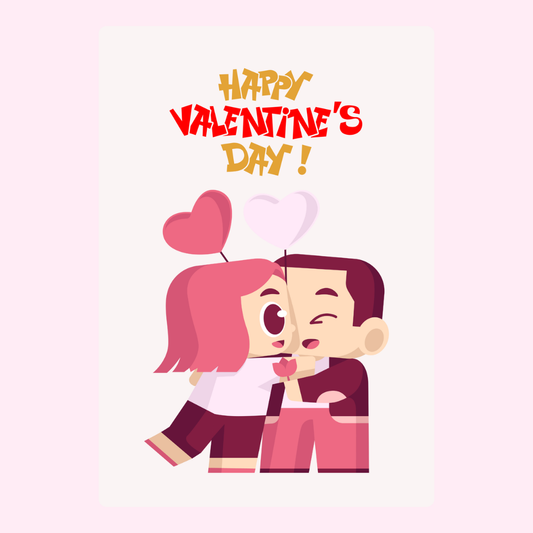 Happy Valentine's Day card with hugging couple