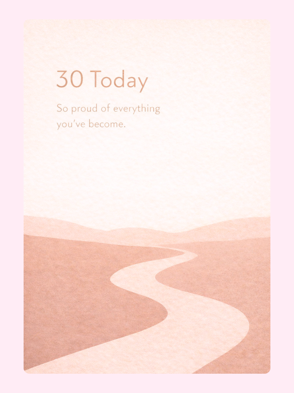 30 today birthday card with soft minimalist design