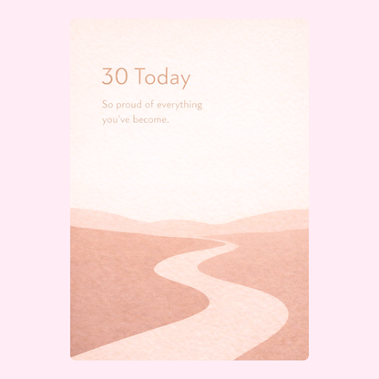 30 today birthday card with soft minimalist design