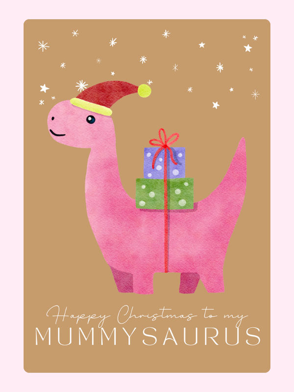 Christmas MummySaurus Cake Card