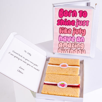 Letterbox cake gift with July birthday design