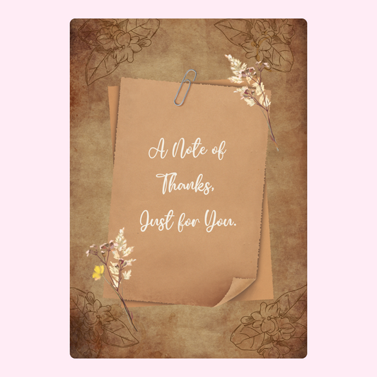 Thank you note with flowers and paper clip