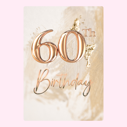 60th Birthday card, elegant gold design