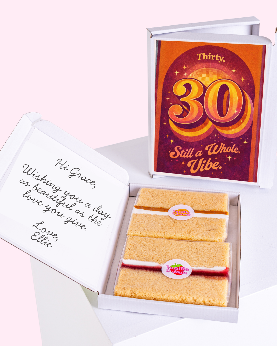 30th birthday cake card with sponge cake