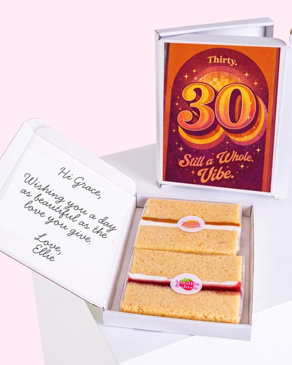 30th birthday cake card with sponge cake