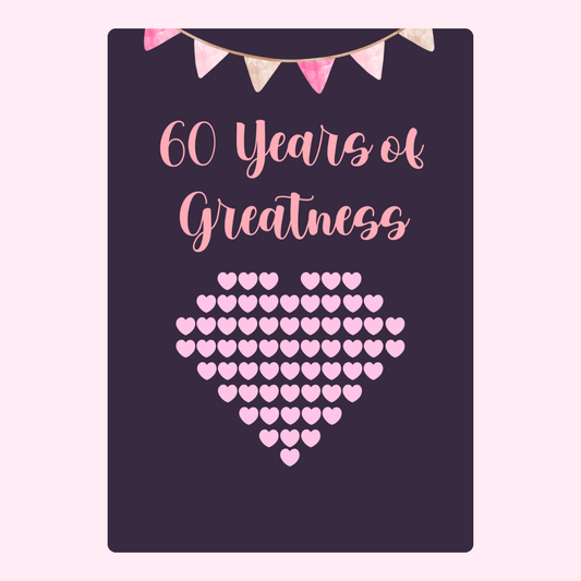 60th Anniversary Card - 60 Years of Greatness with heart design