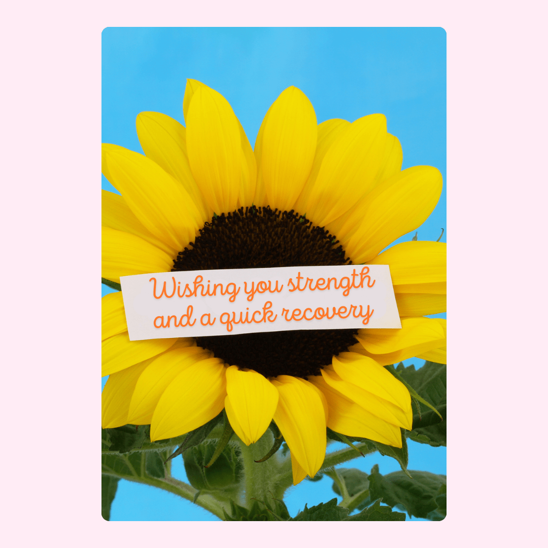 Get well soon card with sunflower