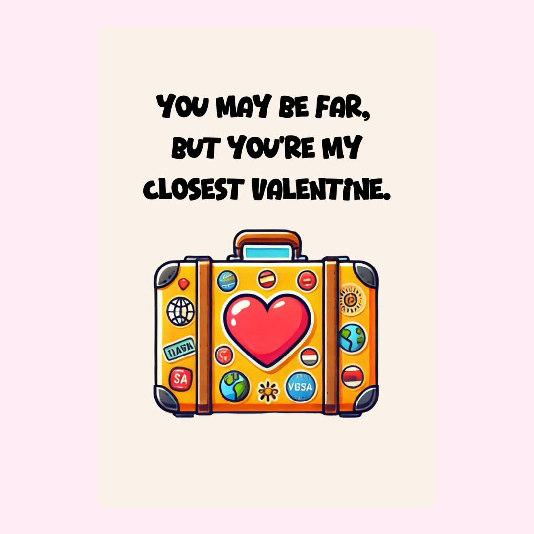 Valentine's Day card with suitcase and heart, You're my closest Valentine