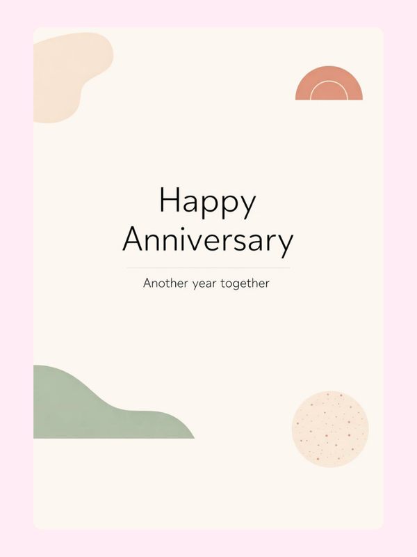 Another Year Together Modern Anniversary Cake Card letterbox cake card with freshly baked cake slices