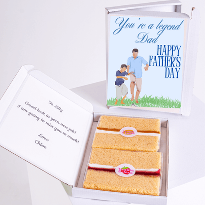 Father's Day cake gift set with card and message.