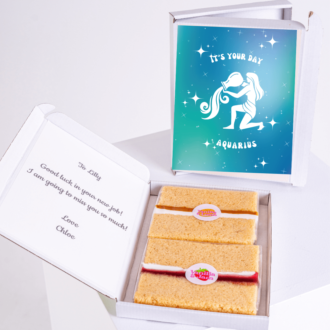 Aquarius themed cake gift box for Lilly's new job.