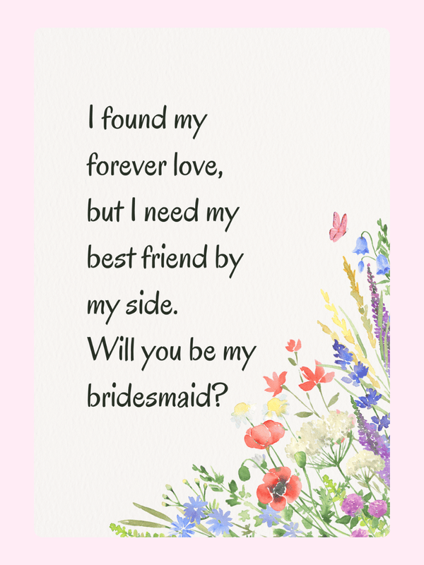Bridesmaid proposal card with floral design
