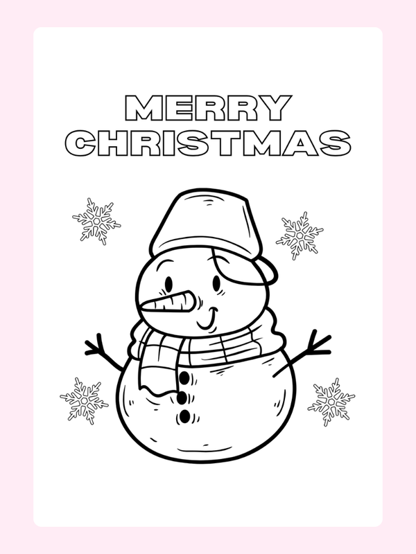 Merry Christmas snowman coloring page