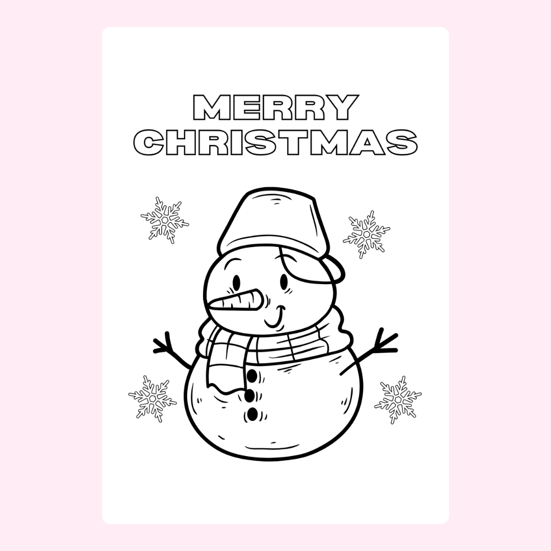 Merry Christmas snowman coloring page