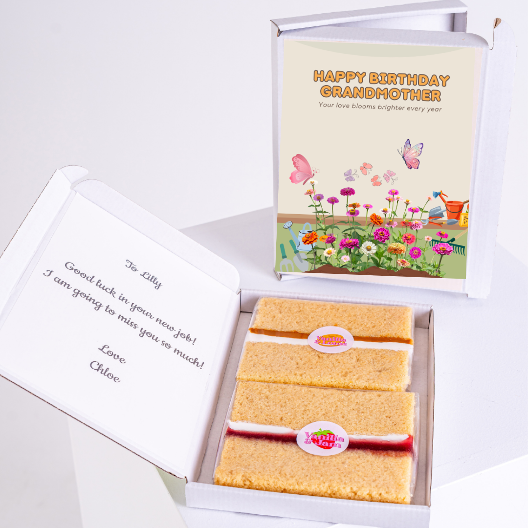 Birthday cake gift box for Grandmother and Lilly