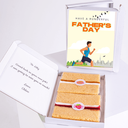 Father's Day gift box with cake and card for Lilly.