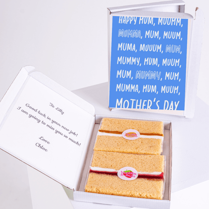 Mother's Day cake gift box with message, from Chloe.