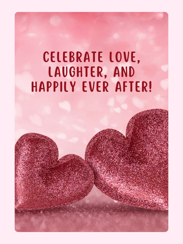 Valentine's Day card with glitter hearts and message of love.