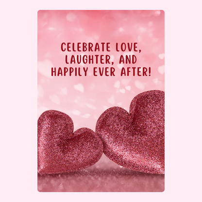 Valentine's Day card with glitter hearts and message of love.