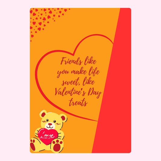 Valentine's Day card with teddy bear and quote.