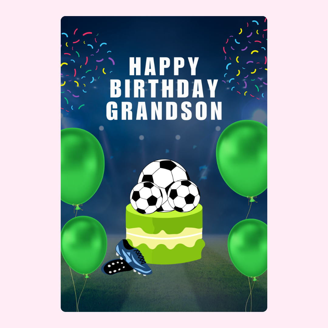 Birthday card for grandson with soccer theme
