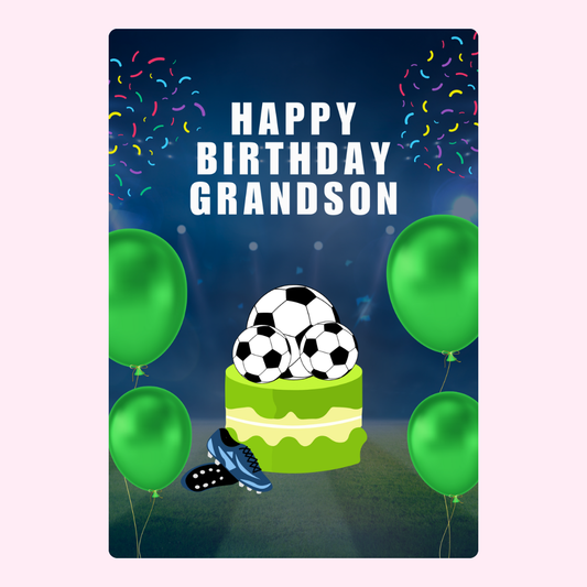 Birthday card for grandson with soccer theme