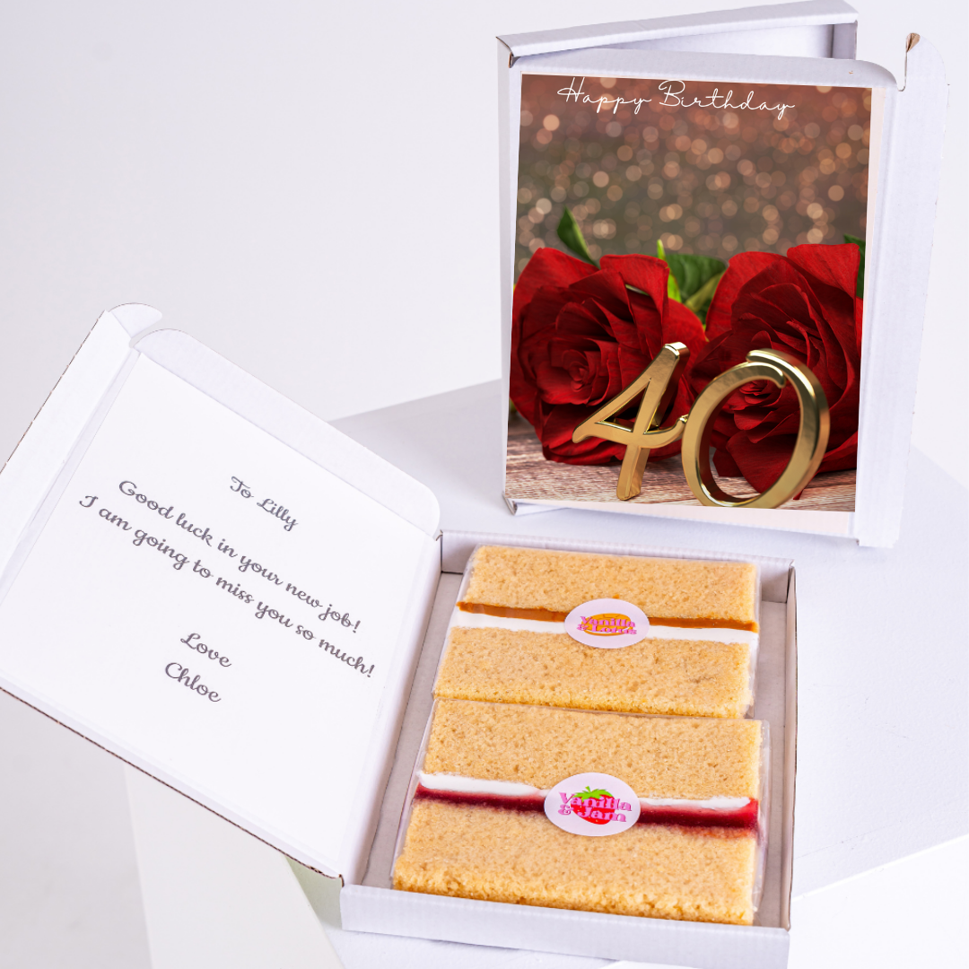 40th birthday gift for Lilly with cake and card