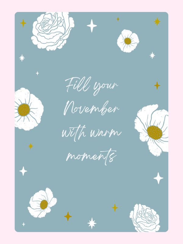 November card with flowers and warm wishes