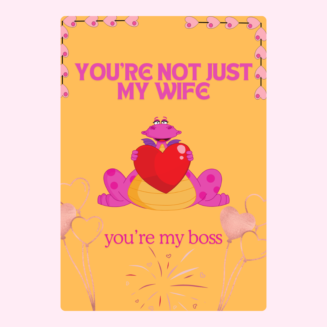 Funny frog wife card saying You're my boss.