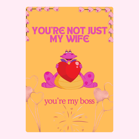 Funny frog wife card saying You're my boss.