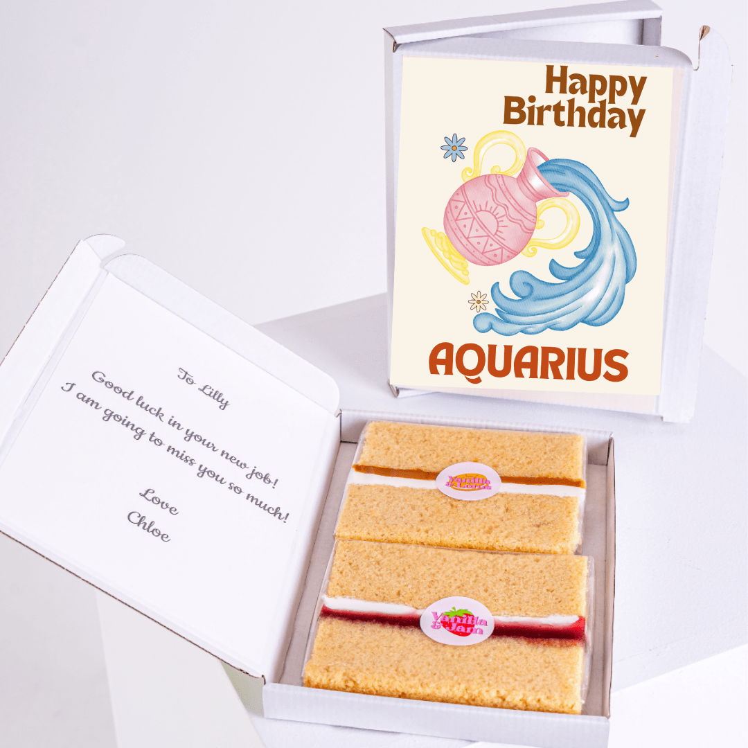 Birthday cake with Aquarius card for Lilly - Farewell gift.
