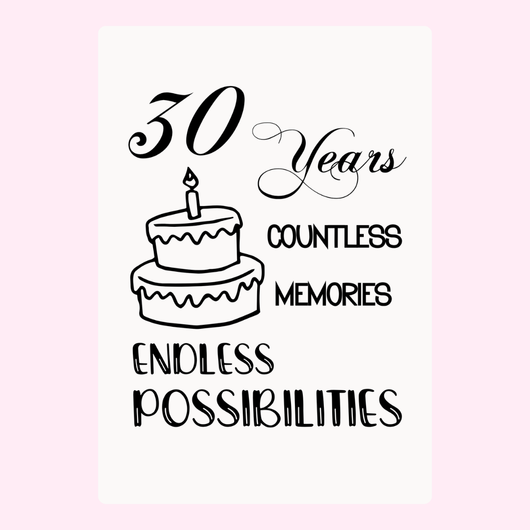 30 Years Anniversary Card with Cake