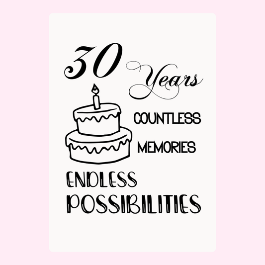 30 Years Anniversary Card with Cake