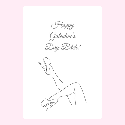 Galentine's Day card with crossed legs and heels.