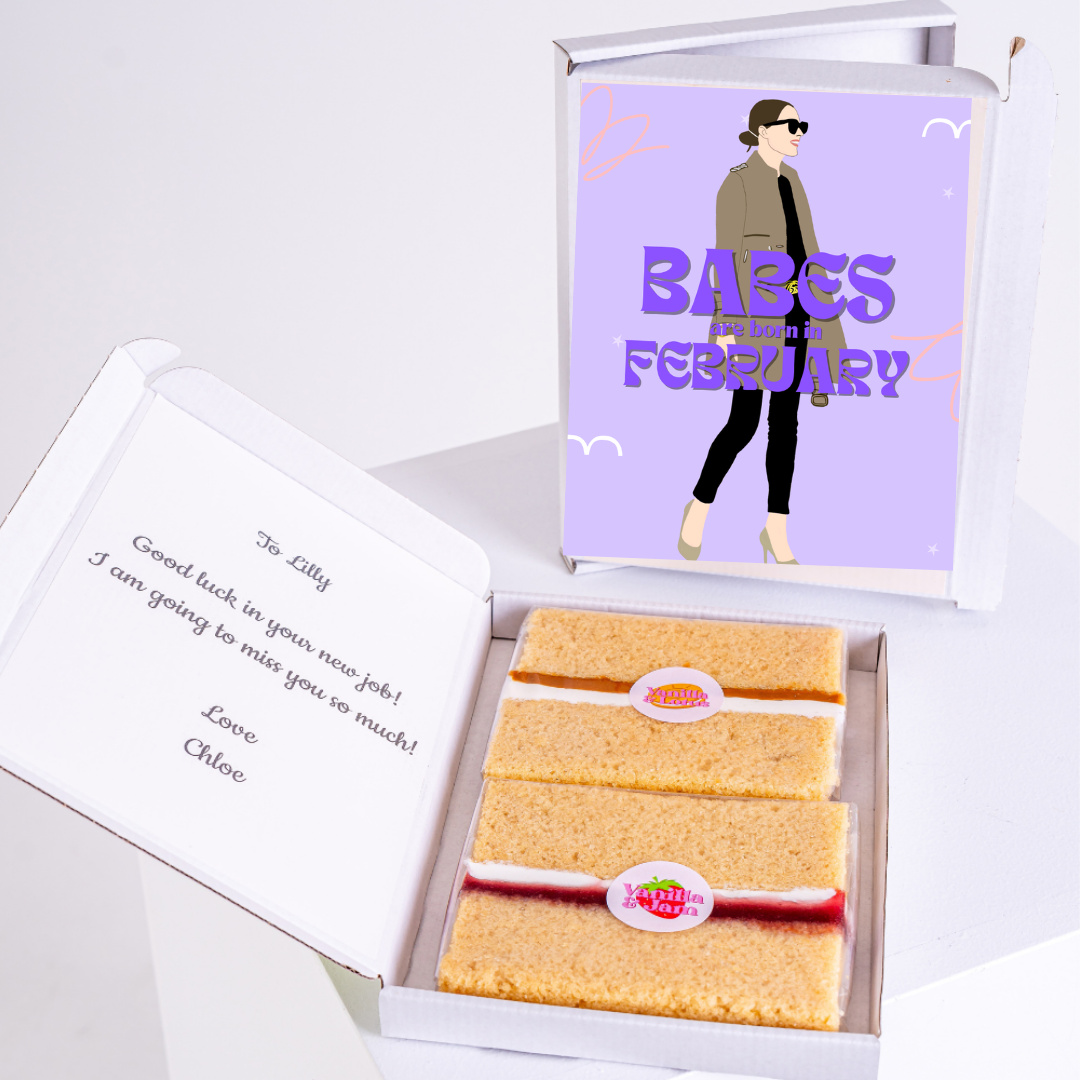 Gift box for Lilly with cake and Babes February card