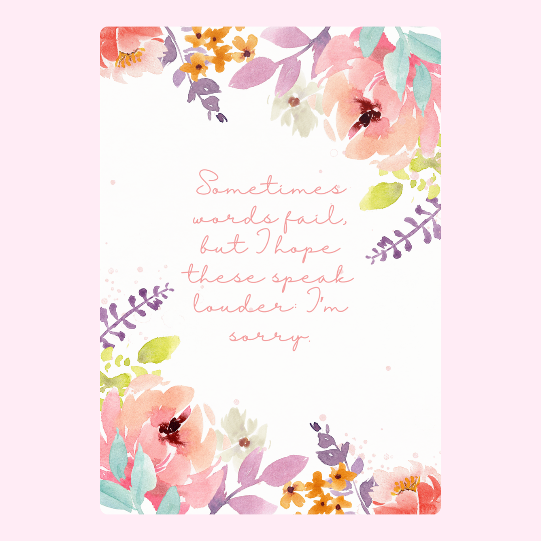 Sorry card with watercolor flowers
