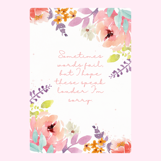 Sorry card with watercolor flowers