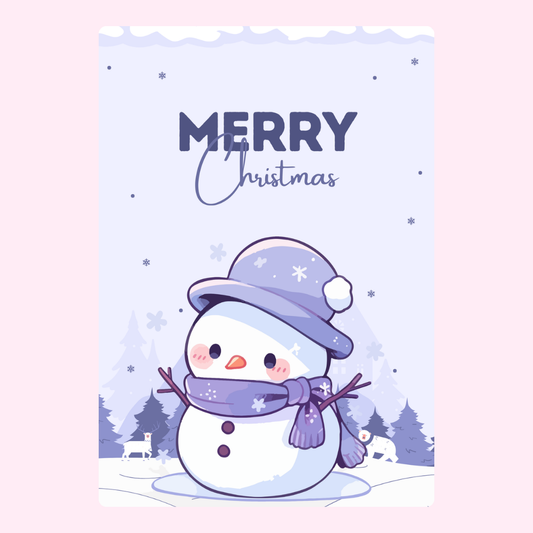 Merry Christmas card with cute snowman